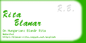 rita blanar business card